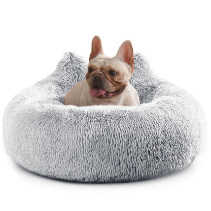 Calming Anti-Anxiety Donut Dog Bed — Washable Plush Cuddler for Small Dogs & Cats (Up to 35 lbs)
